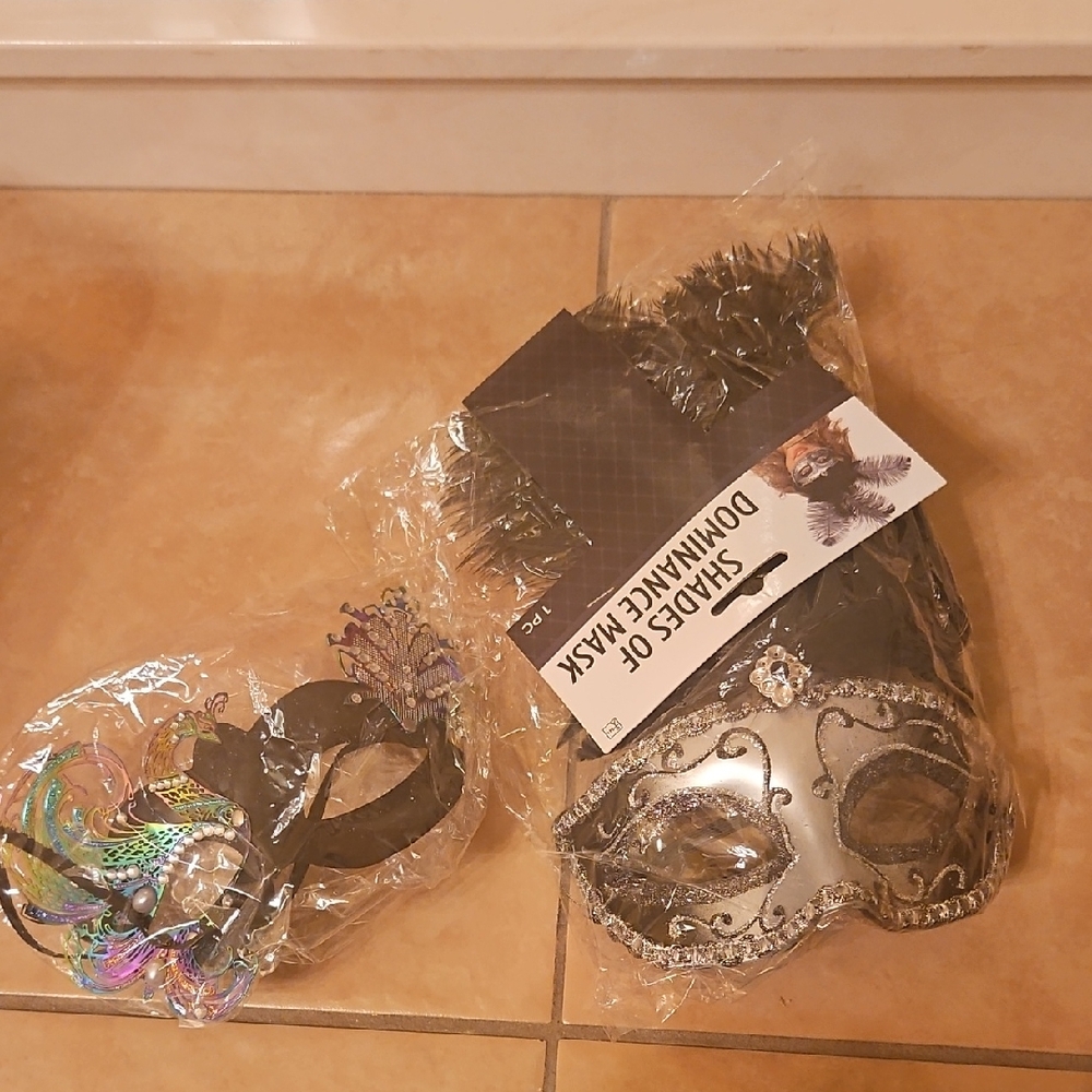 Silver and Black Masquerade Masks Set Of 2 Perfect Shape